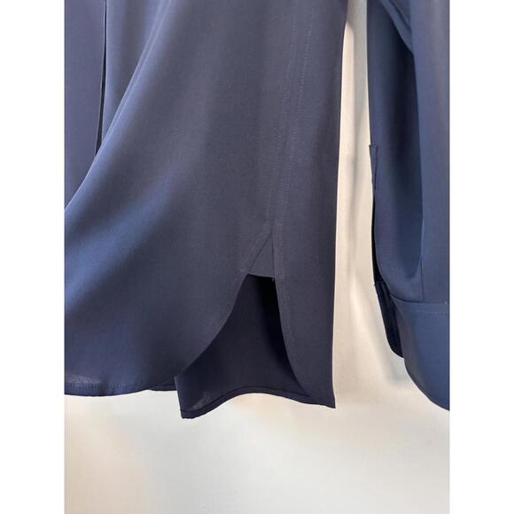 Vince. Stretch-Silk Button-Front Blouse Navy coastal blue Top / Blouse Size S - Picture 4 of 9